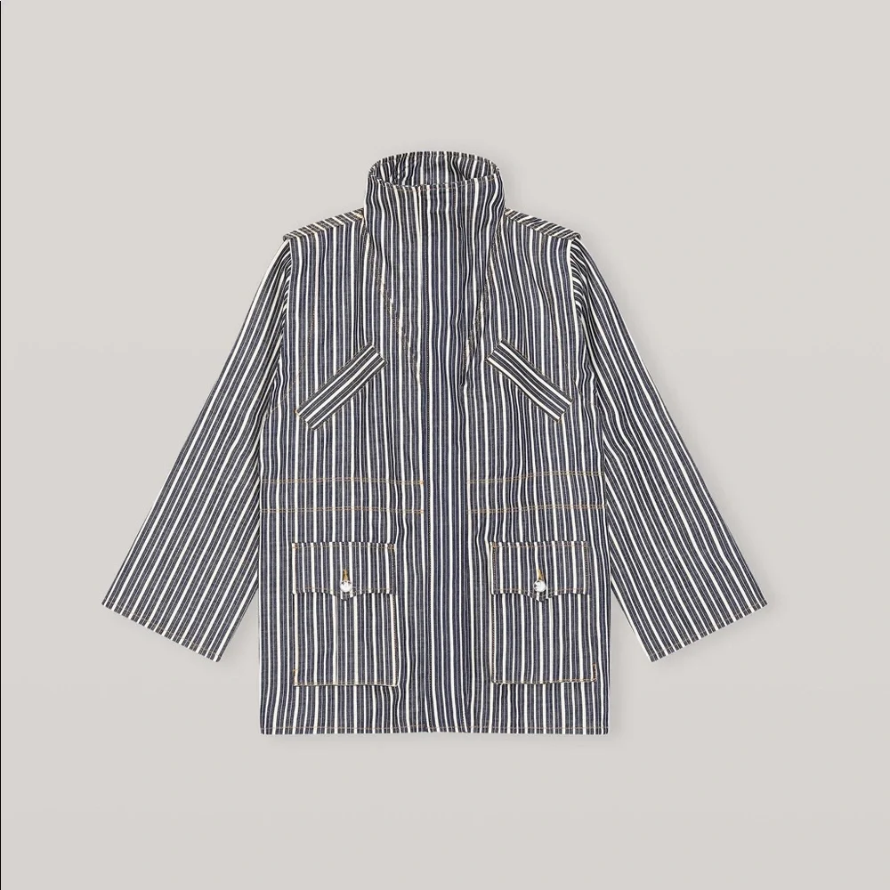 NWT Ganni Mixed Stripe Organic Cotton Denim Jacket - Picture 5 of 8